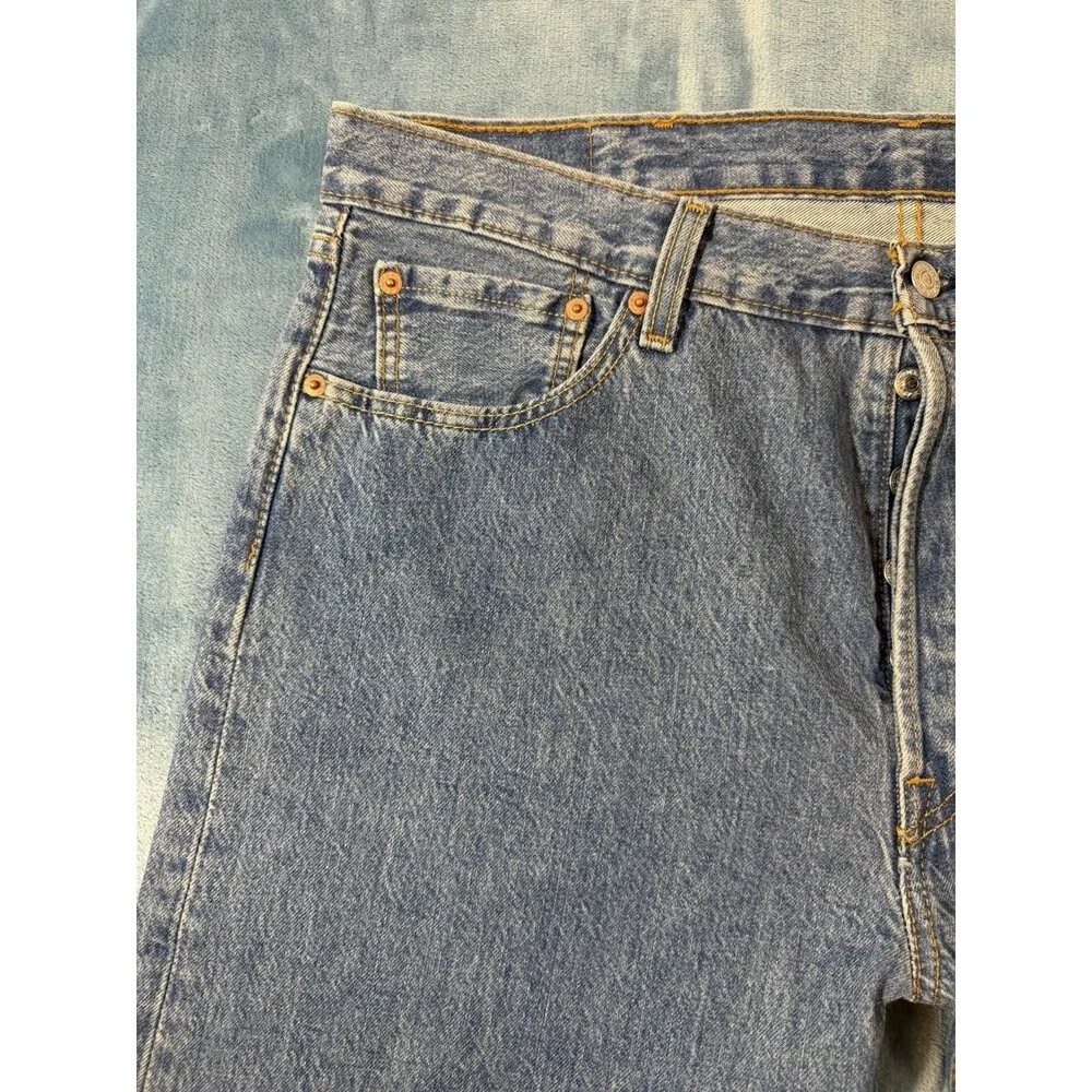 Vintage Levis 501 Jeans 38x30 Blue Denim Button Fly Straight Leg Mens 1990s 38
